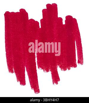 Grunge Red Marker Pen Hand-Drawn Line Strokes Isolated on White Background Stock Photo