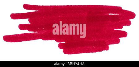 Grunge Red Marker Pen Hand-Drawn Line Strokes Isolated on White Background Stock Photo