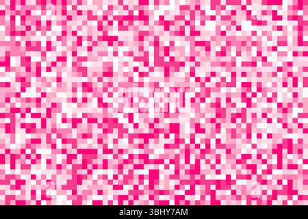 Pixel brick game background. Pink textured vector seamless pattern with cubes. Abstract noisy mosaic backdrop for hide censored content. Geometric Stock Vector