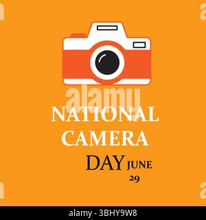 National Camera Day Poster with Orange Camera Icon Stock Vector