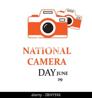 National Camera Day Poster with Orange Camera Icon Stock Vector