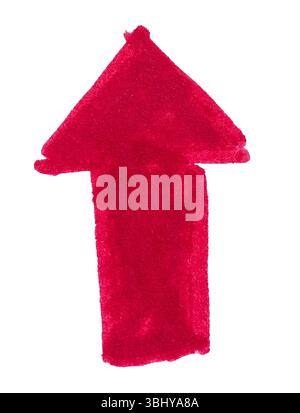 Grunge Red Marker Pen Hand-Drawn Arrow Isolated on White Background Stock Photo