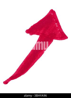 Grunge Red Marker Pen Hand-Drawn Arrow Isolated on White Background Stock Photo