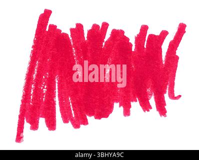 Grunge Red Marker Pen Hand-Drawn Line Strokes Isolated on White Background Stock Photo