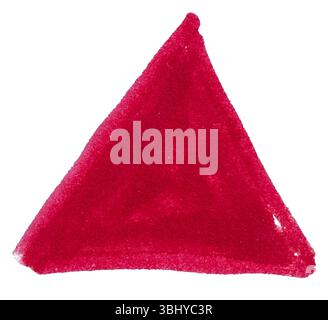 Grunge Red Marker Pen Hand-Drawn Triangle Isolated on White Background Stock Photo