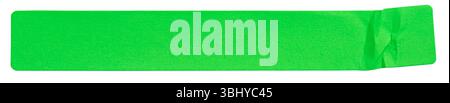 fluorescent neon green rectangular paper sticker label isolated on white background Stock Photo