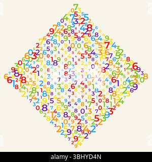 Digital data array, lots of numbers digits in Digital Pattern, abstract math background, big data concept Stock Vector