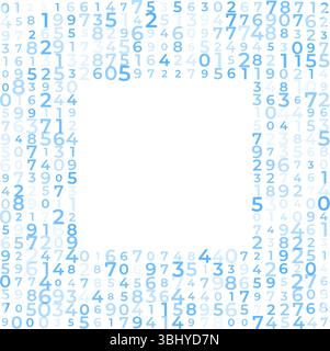 Digital data array, lots of numbers digits in Digital Pattern, abstract math background, big data concept, random numeric technology frame in blue and Stock Vector