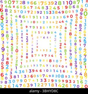 Digital data array, lots of numbers digits in Digital Pattern, abstract math background, big data concept Stock Vector