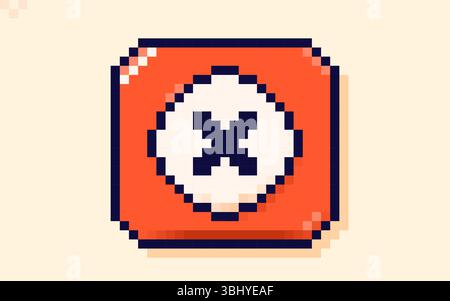 Warning sign drawn in 8 bit style. Stock Vector