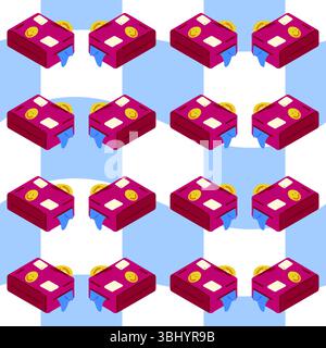 Seamless Cartoon Backpack School Pattern Stock Vector
