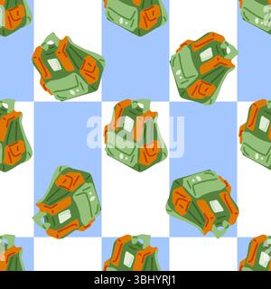 Seamless Hiking Backpack Pattern Design Stock Vector