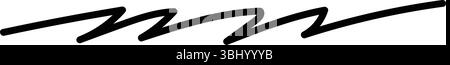 Curved zigzag underline drawn in black ink. Perfect for highlighting text, or emphasizing ideas, hand-drawn design element to presentations, social me Stock Vector