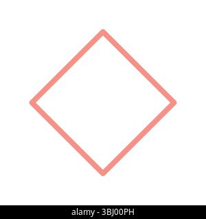 Simple diamond outline in pastel pink. Perfect frame or design element for stickers, labels, or geometric compositions. Stock Vector