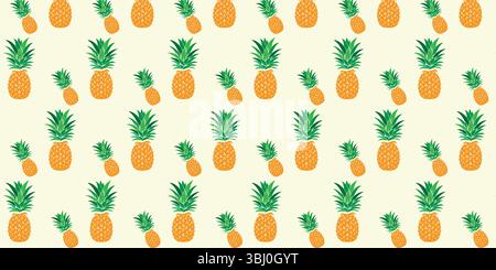 Tropical Pineapple Seamless Pattern on Cream Background Stock Vector