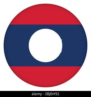 Glass light ball with flag of Laos. Round sphere, template icon. Lao People's Democratic Republic national symbol. Glossy realistic ball, 3D abstract Stock Vector