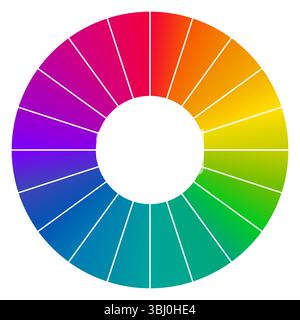 Munsell color wheel at same chroma - circle divided into different hue, version with 20 segments Stock Vector