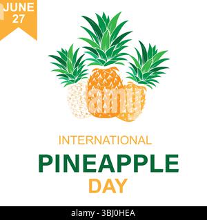 Fresh Pineapples Illustration for Pineapple Day on June 27 Stock Vector