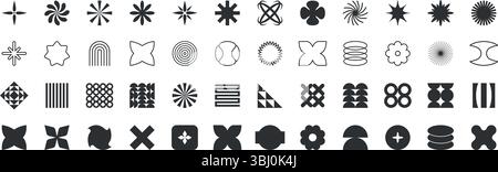 Dynamic Geometric UI Accent Shapes Solid Icon Set. Dynamic Geometric UI Accent Shapes Silhouette Symbol Collection. Isolated Vector Illustration Stock Vector