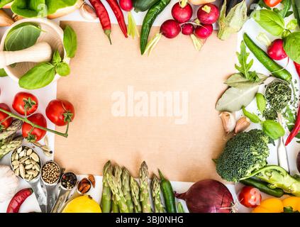 Frame from vegetables on a table Stock Photo