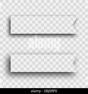 Dark transparent realistic shadow. Set of two rectangles shadows  isolated on transparent background. Vector illustration. Stock Vector
