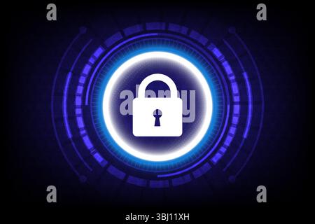 Cyber security and privacy network technology concept with digital Padlock icon, Vector and Illustration Stock Vector