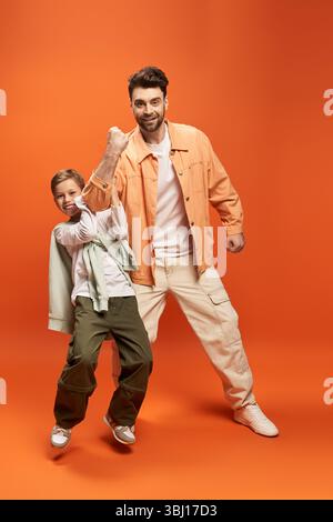 Two happy individuals express joy and togetherness on Father Day, creating lasting memories. Stock Photo