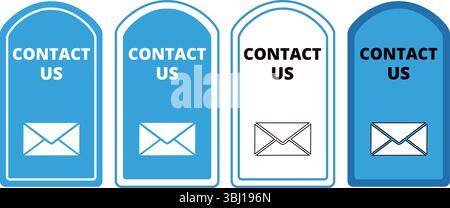 White and blue web contact us buttons with an envelope on a white background Stock Vector