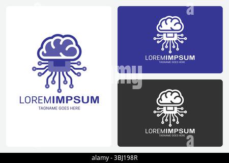 AI Brain Circuit Logo – Technology, Innovation & Connectivity Stock Vector