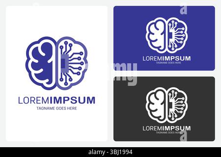 AI Brain Circuit Logo – Technology, Innovation & Connectivity Stock Vector