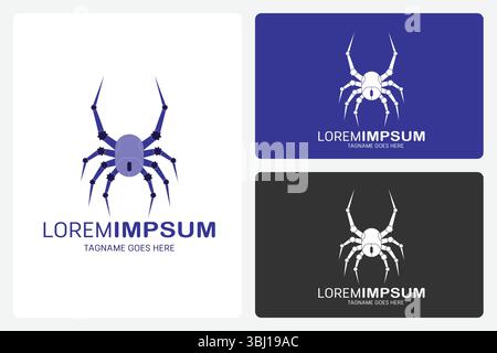 Cyber Spider Logo Template. This logo mixes a spider and a computer mouse. It shows a Mouse with spider legs. The design is modern and clean. Stock Vector