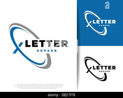 Vector illustration of a modern initial letter X with dynamic swoosh design. Perfect for branding, logo templates, tech businesses, or creative agenci Stock Vector