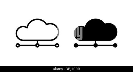 Cloud Icon Set. A black icon of a cloud, representing cloud storage or connectivity. Stock Vector