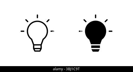 Bulb Icon Set. A black icon of a bulb, representing ideas or notifications. Stock Vector
