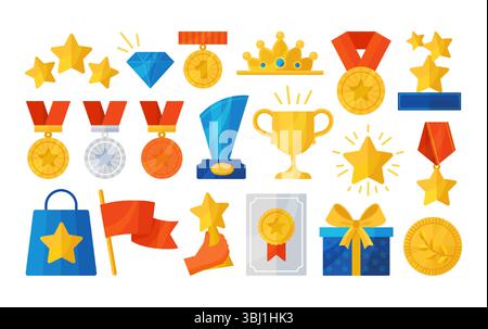 Set trophy winner award icon collection isolated on white background ...
