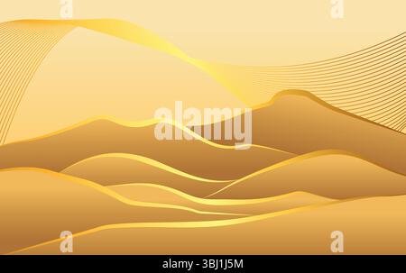 Desert landscape flat vector background. Mountain Desert Art Vector Stock Vector