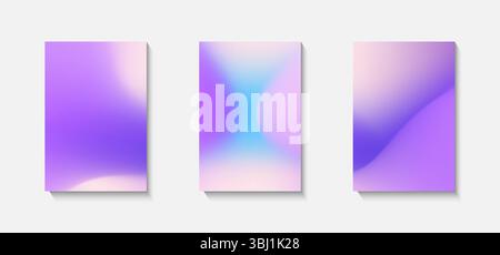 A set of light, modern backgrounds featuring soft, abstract blurred gradients in vibrant pastel tones. collection for brochures, posters, banners, fly Stock Vector