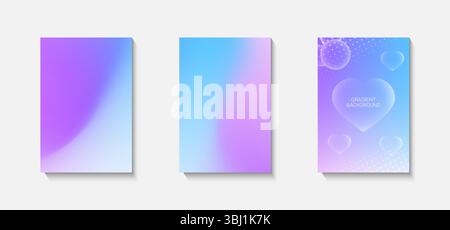 A set of light, modern backgrounds featuring soft, abstract blurred gradients in vibrant pastel tones. collection for brochures, posters, banners, fly Stock Vector