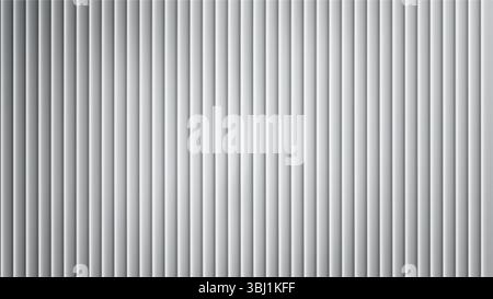 Corrugated steel panel with silver metal texture and zinc iron sheet. Roof container with white wall plate and tiled aluminum pattern. Vertical galvan Stock Vector