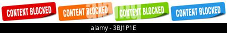 content blocked sticker. content blocked sticker set isolated on white background Stock Vector