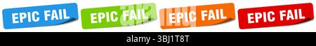 epic fail sticker. epic fail sticker set isolated on white background Stock Vector