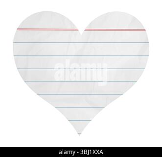 Piece of paper in the shape of a heart isolated on white Stock Photo