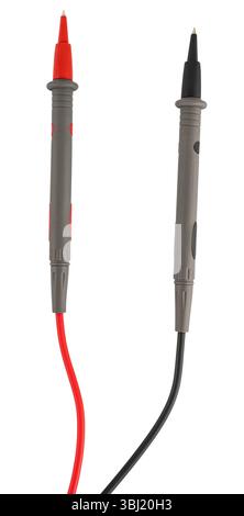 Multimeter probes, for measuring instrument, on white background in insulation. Stock Photo