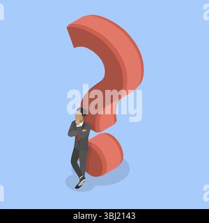 3D Isometric Flat Illustration of Thinking About Solving Problem ...