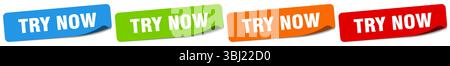 try now sticker. try now sticker set isolated on white background Stock Vector