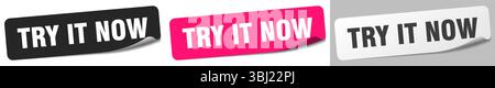 try it now sticker. try it now sticker set isolated on white background Stock Vector