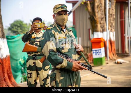 Indian security forces stand guard during the annual festival dedicated ...
