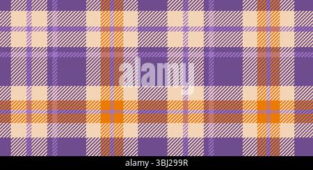A seamless tartan plaid pattern featuring a harmonious blend of beige, purple, and orange hues. Ideal for textile design, fashion, backgrounds, and cr Stock Vector