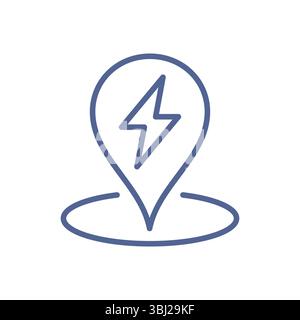 Electric charging, energy and power symbols related icon outline and linear vector. Stock Vector