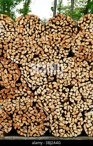 Stacked firewood in France Stock Photo